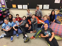 5th Graders Pose with Prize from Math Olympiad
