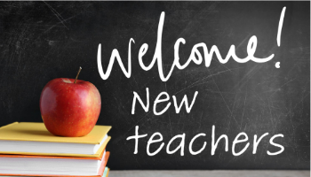 Words on chalkboard, welcome new teachers