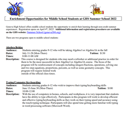 GHS Summer School for MS students 2022 June 1