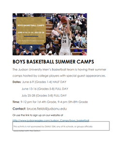 District 304 Basketball Camp Flyer 2022 Aug 1