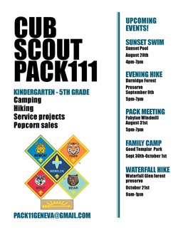 Cub Scout Pack 111 fall events