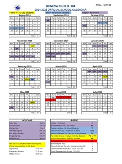 2024-25 Academic calendar