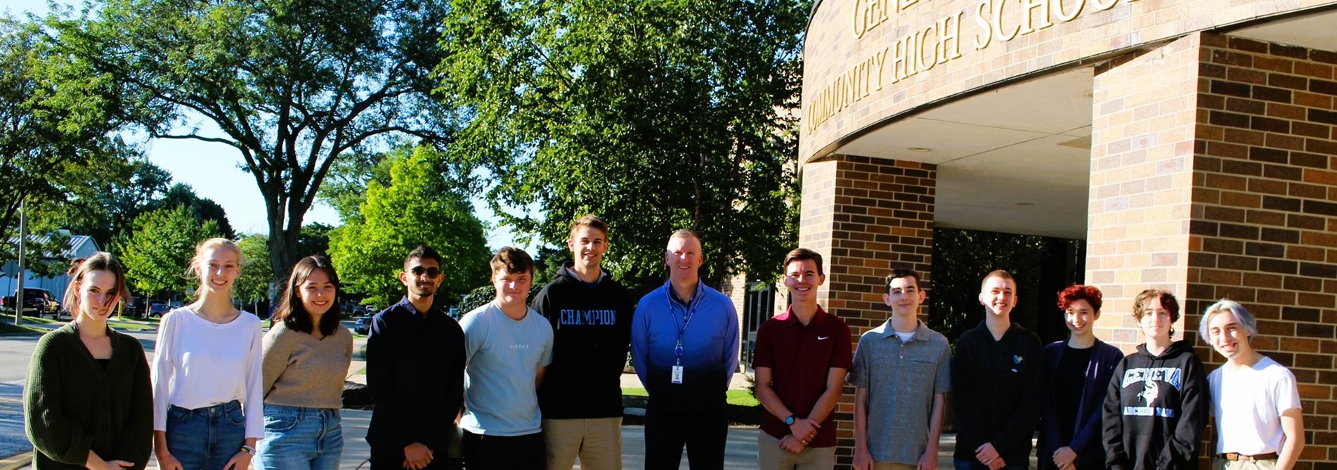 National merit scholars pose in front of GHS 
