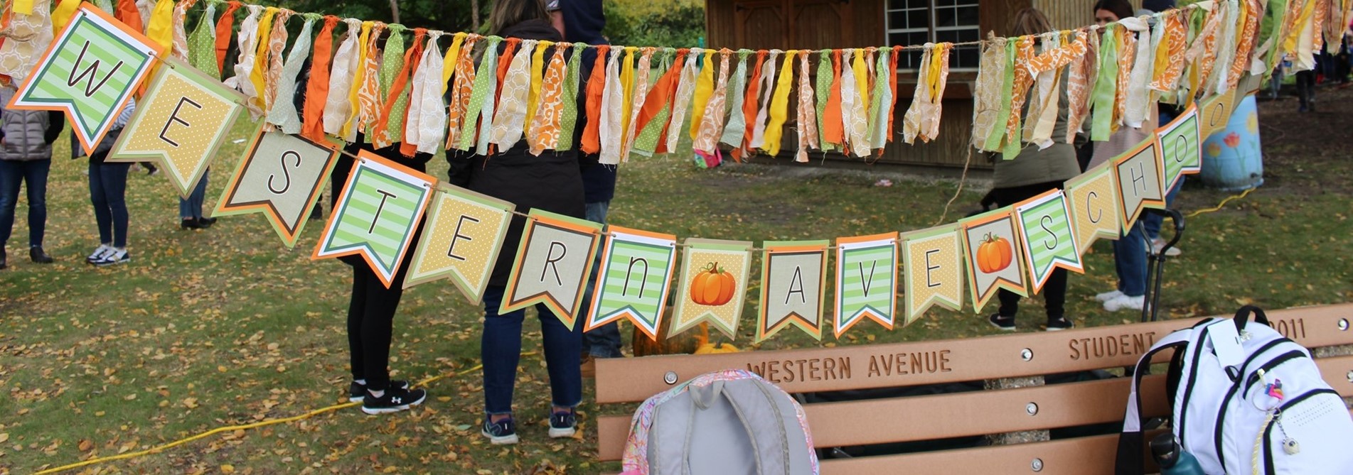 Pumpkin fest banner at Western Ave school